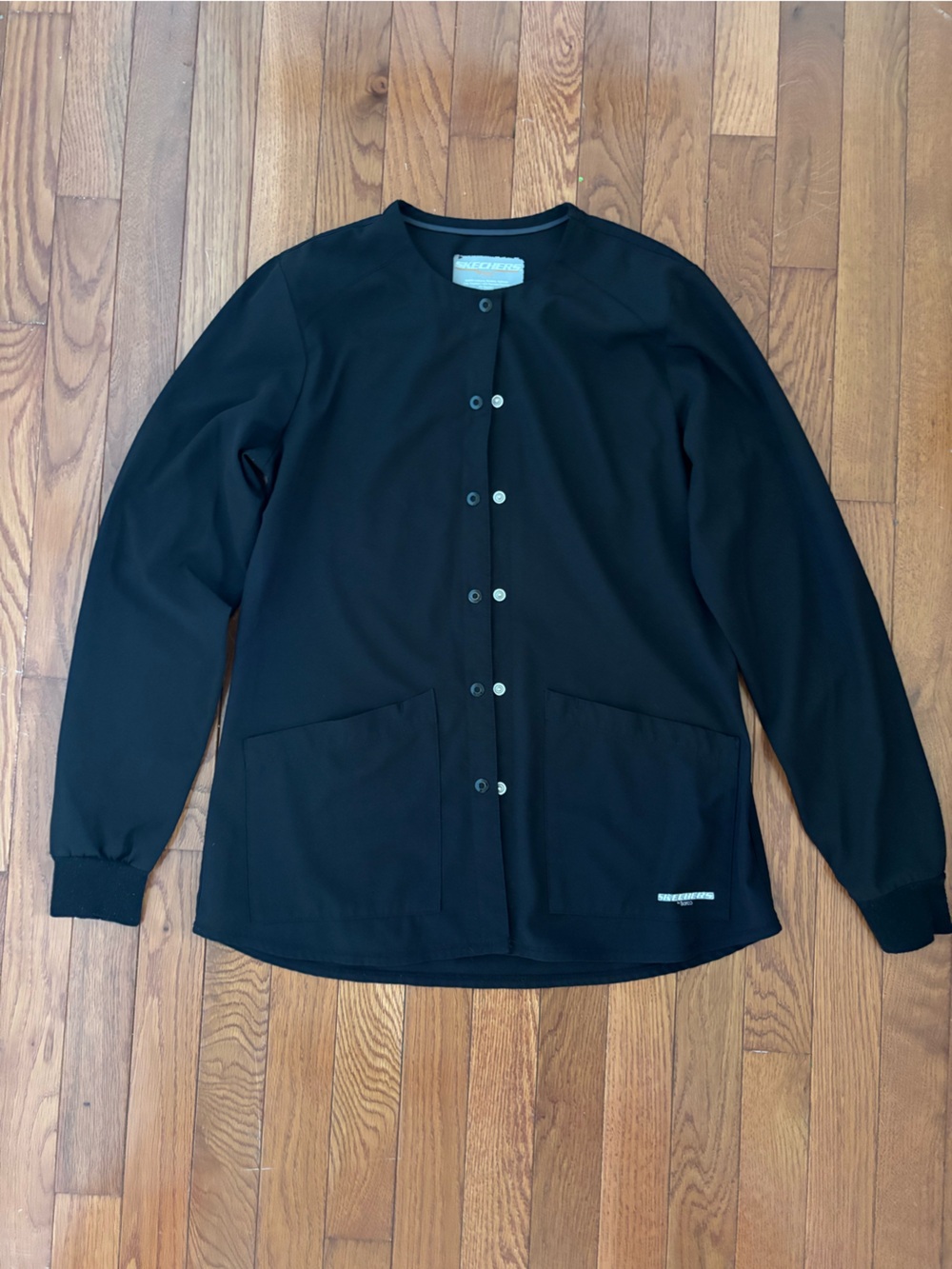Skechers Black Snap-Front Scrub Jacket